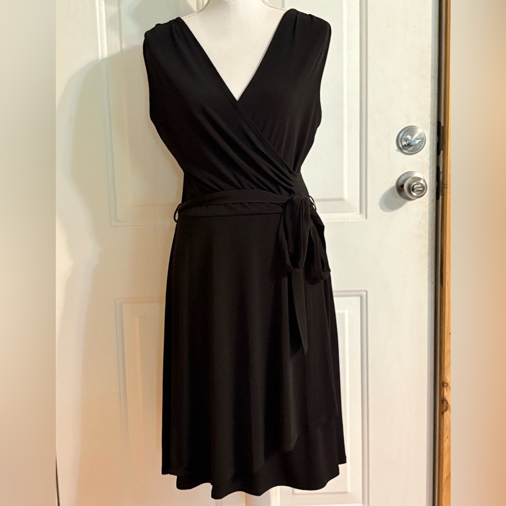 41 Hawthorn Black Tristana Essential Knit Faux Wrap Dress size L NWT
